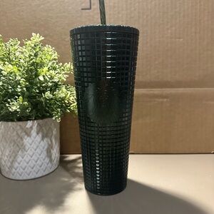 Starbucks Green Faux Floral Accents